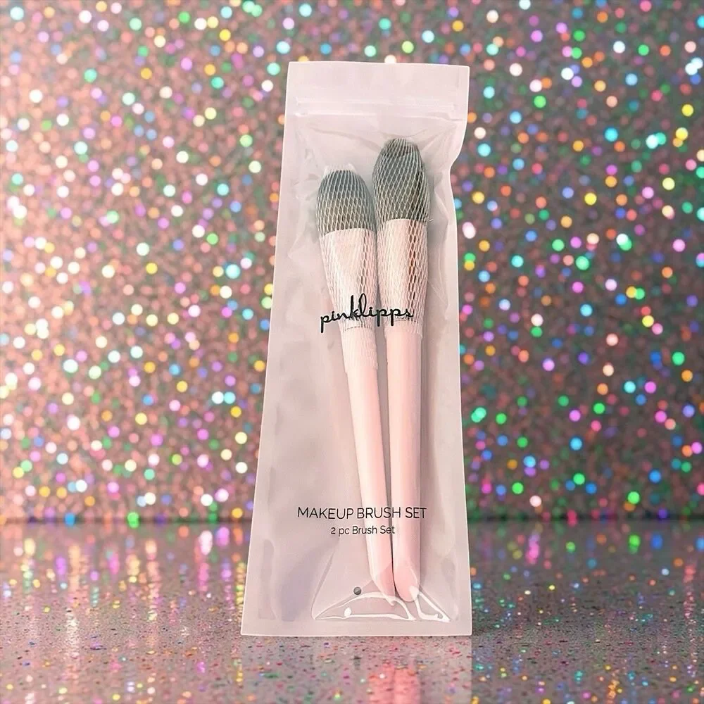 PinkLipps Cosmetics Makeup Brush Set Liquid Brush & Tapered Brush Set NWOB